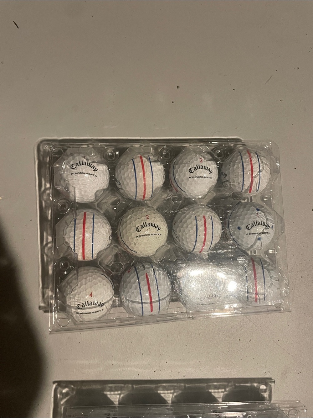Callaway White Golf Balls with Red & Blue Alignment Stripes - Pack of 12